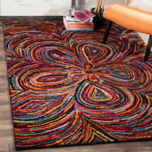 Abstract Polypropylene Area Rug with Machine-Made Construction