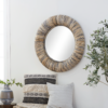 Round Wall Mirror with Banana Leaf Coiled Frame