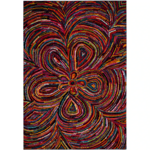 Abstract Polypropylene Area Rug with Machine-Made Construction