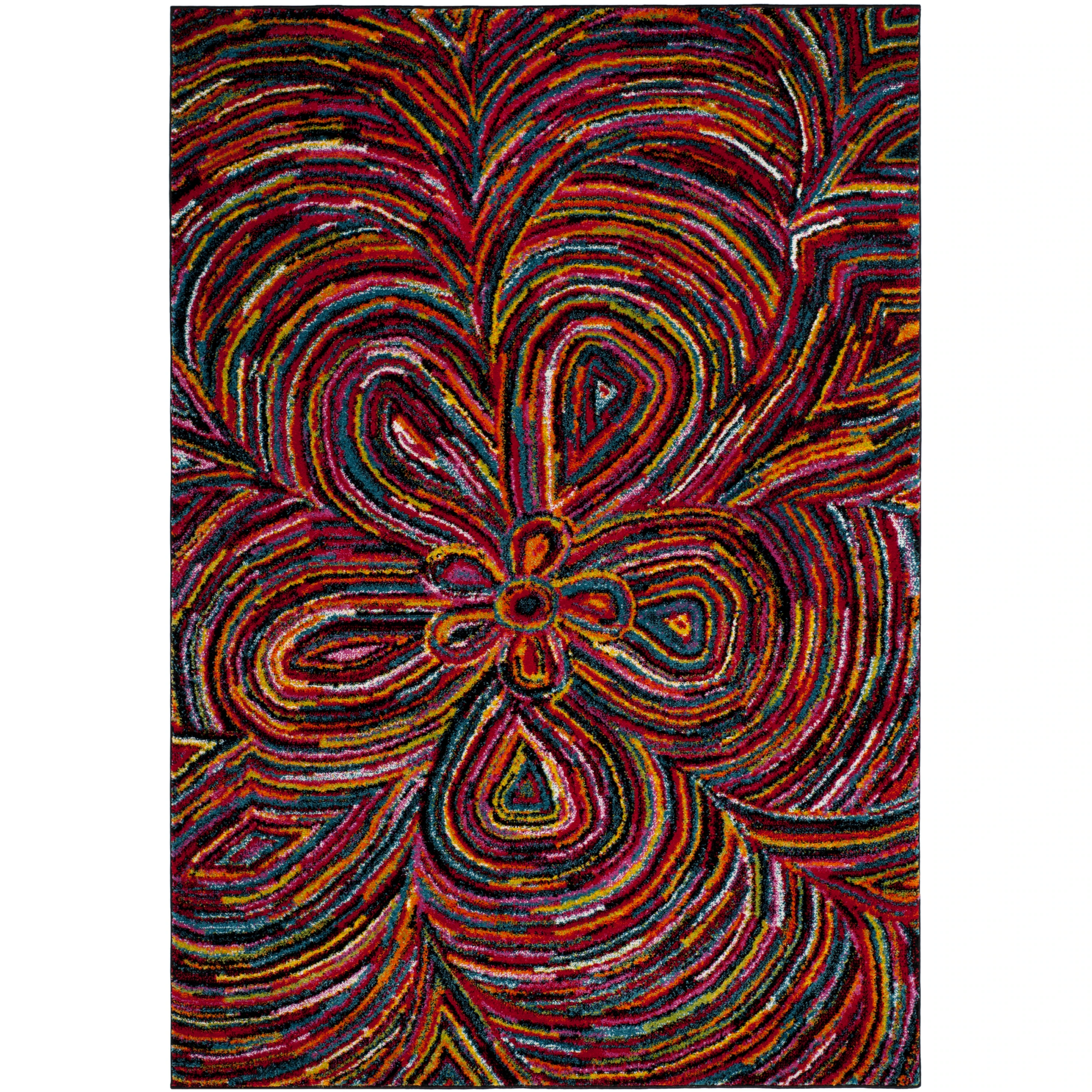 Abstract Polypropylene Area Rug with Machine-Made Construction