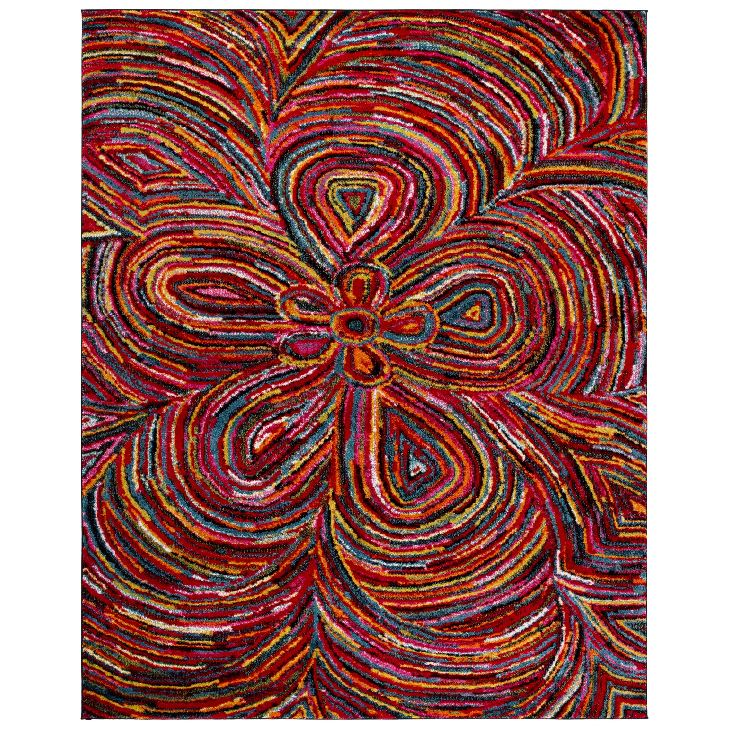 Abstract Polypropylene Area Rug with Machine-Made Construction