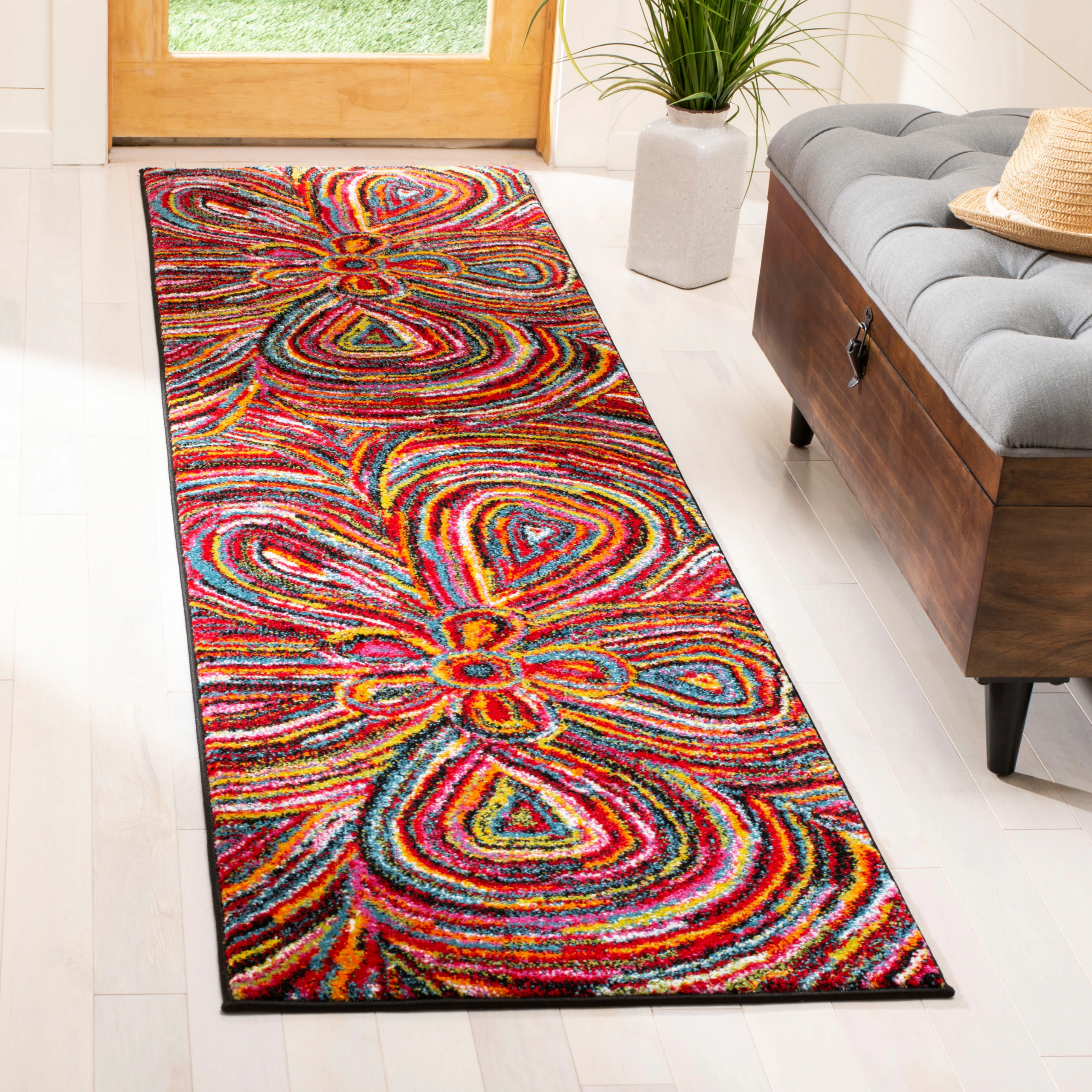 Abstract Polypropylene Area Rug with Machine-Made Construction