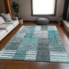 Washable Microfiber Area Rug with Geometric Stripe Pattern
