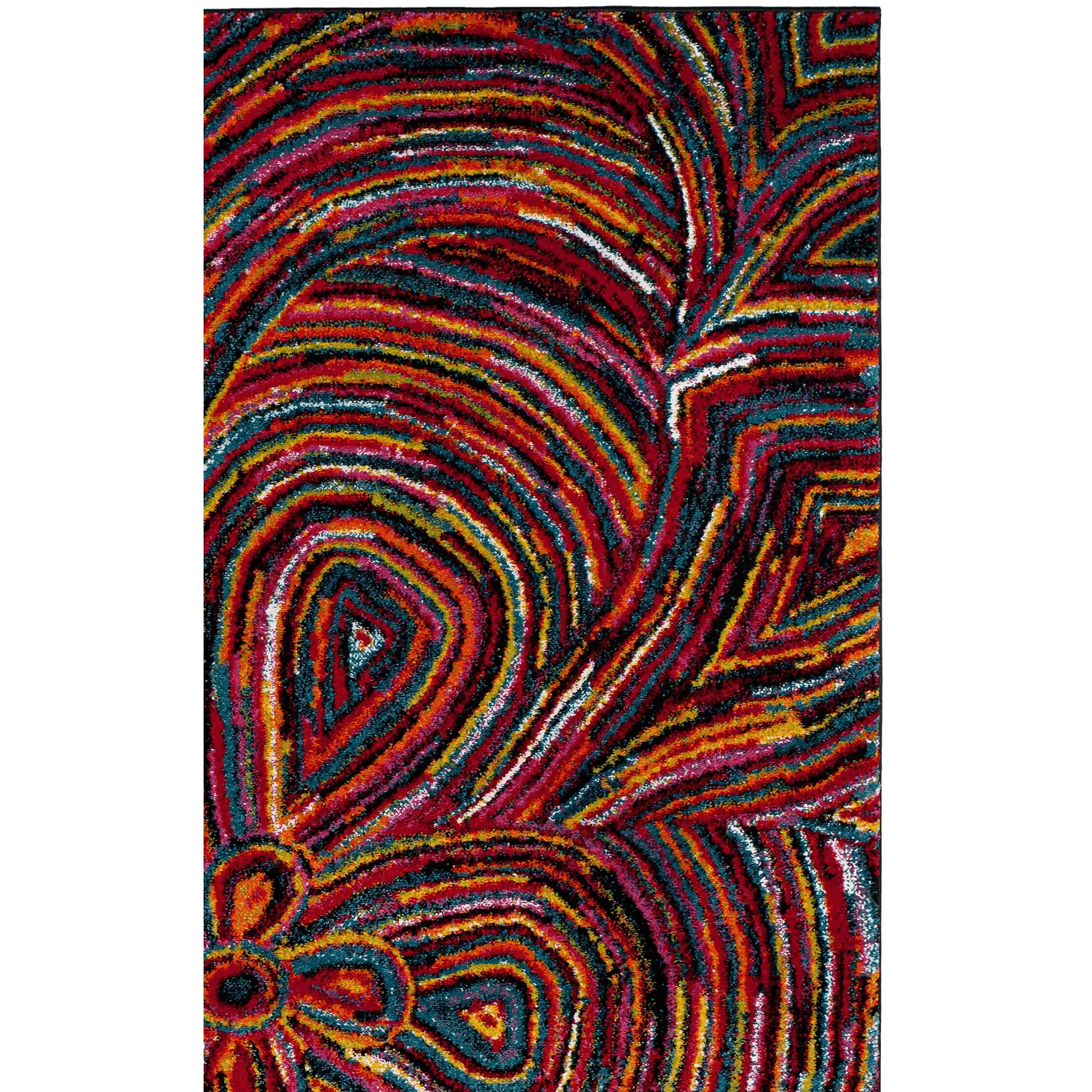 Abstract Polypropylene Area Rug with Machine-Made Construction