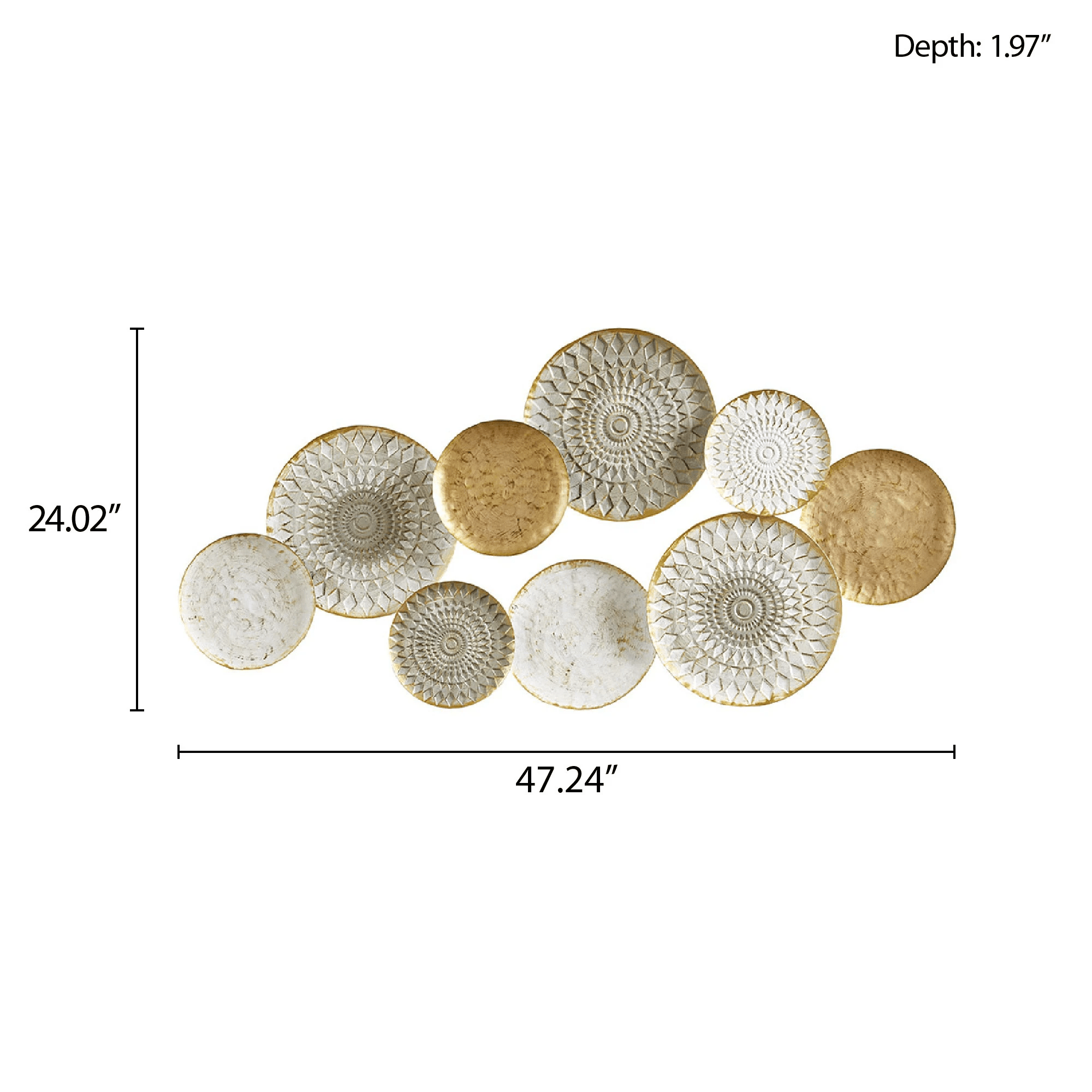 Geometric Metal Wall Decor with Dimensional Disc Design
