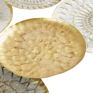 Geometric Metal Wall Decor with Dimensional Disc Design