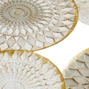 Geometric Metal Wall Decor with Dimensional Disc Design
