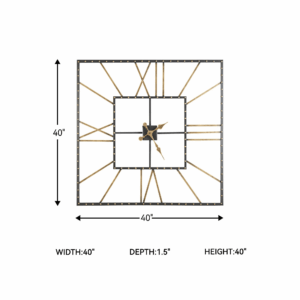 Square Wall Clock with Roman Numerals and Open Frame