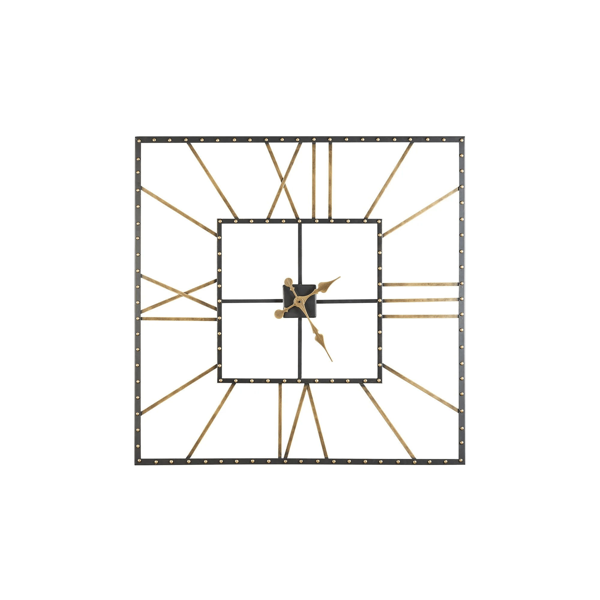 Square Wall Clock with Roman Numerals and Open Frame