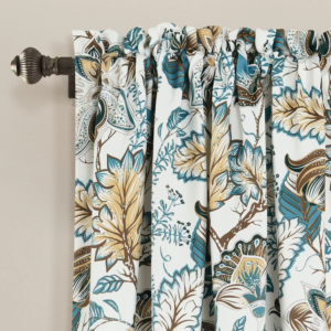 Room Darkening Floral Window Curtain Panels with Rod Pocket