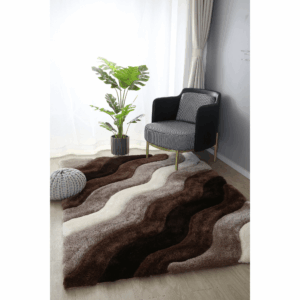 Shag Area Rug with Contemporary Stripe Pattern