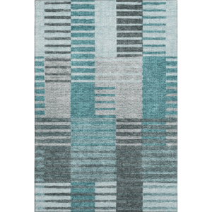Washable Microfiber Area Rug with Geometric Stripe Pattern