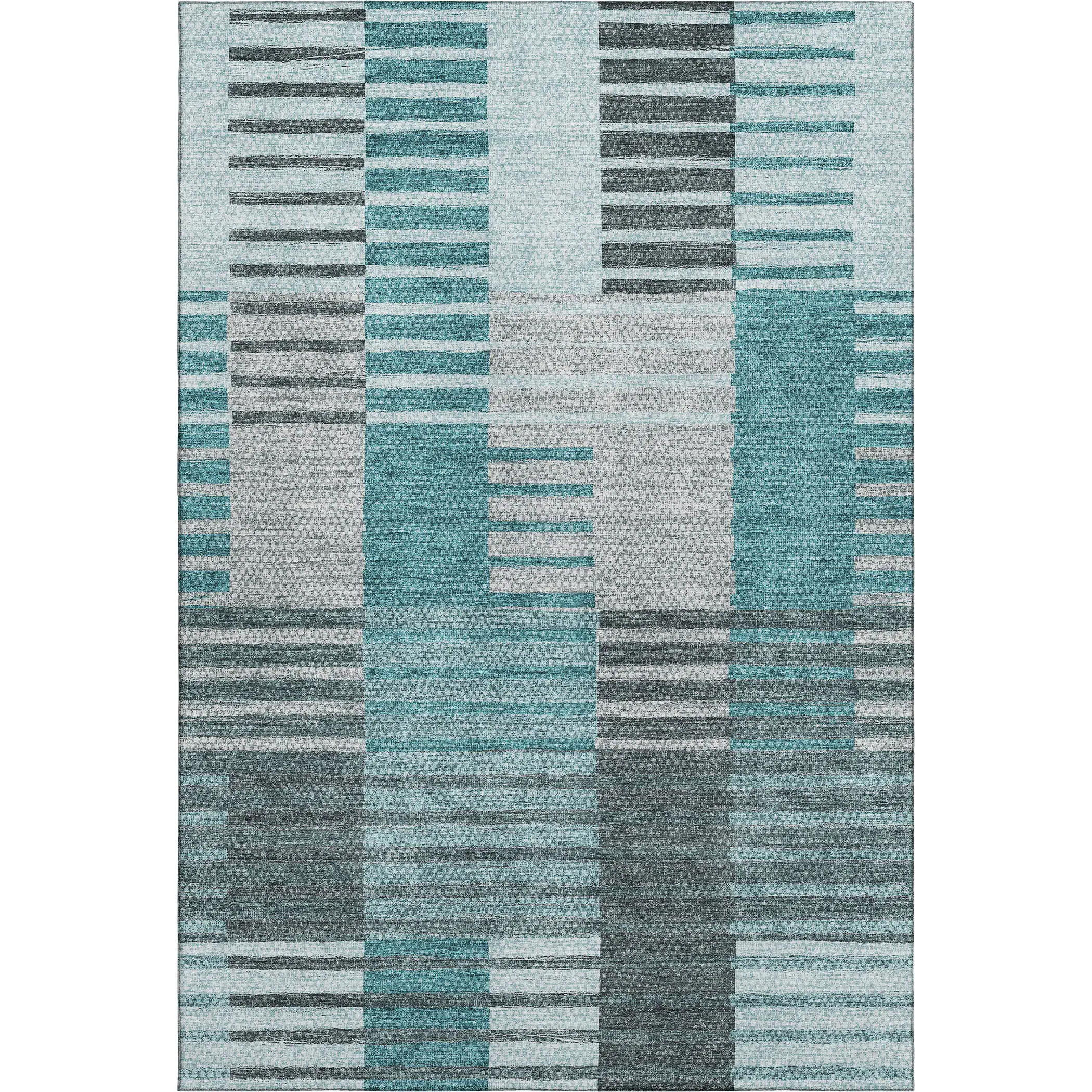 Washable Microfiber Area Rug with Geometric Stripe Pattern