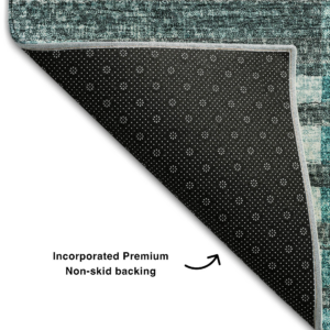 Washable Microfiber Area Rug with Geometric Stripe Pattern