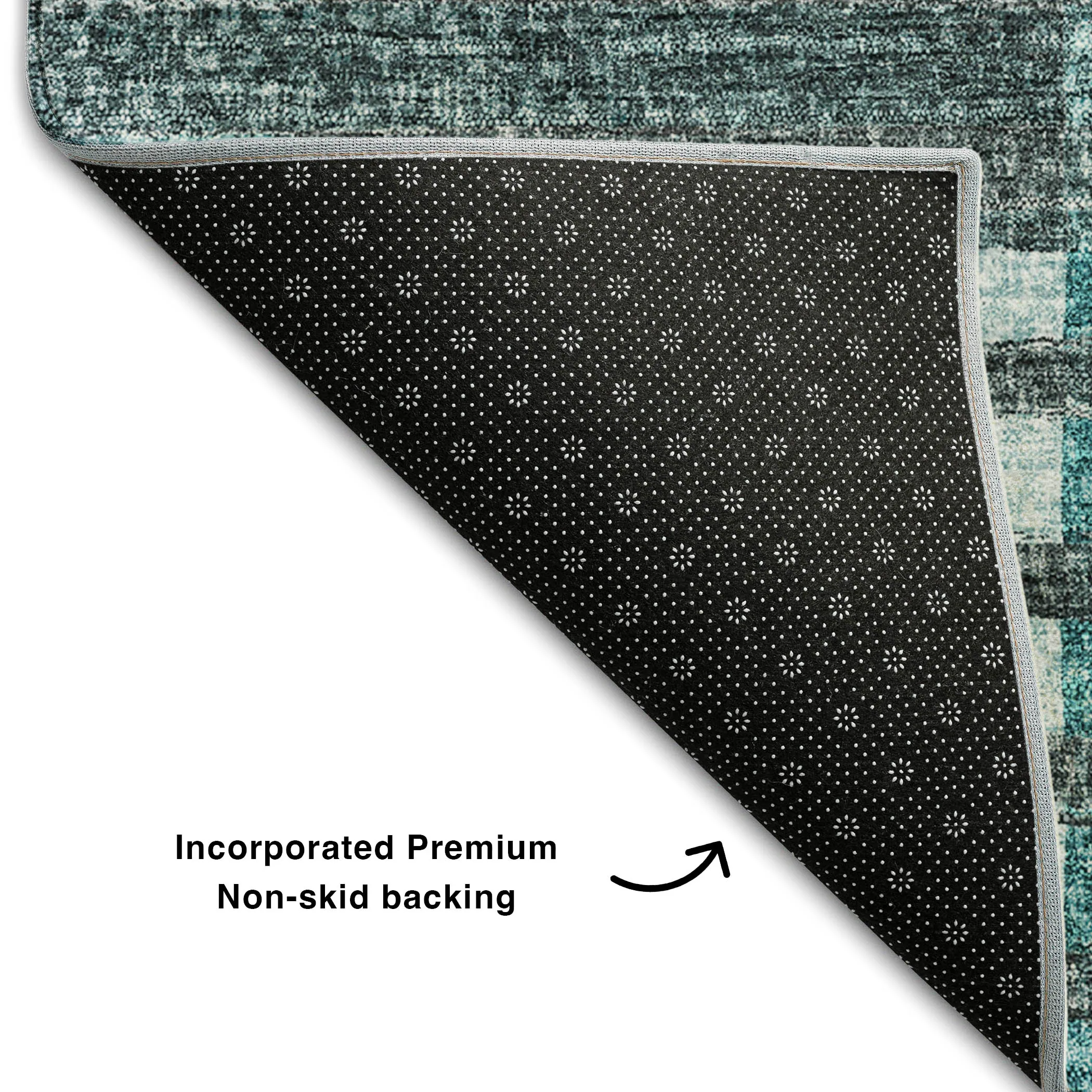 Washable Microfiber Area Rug with Geometric Stripe Pattern