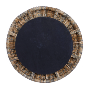 Round Wall Mirror with Banana Leaf Coiled Frame