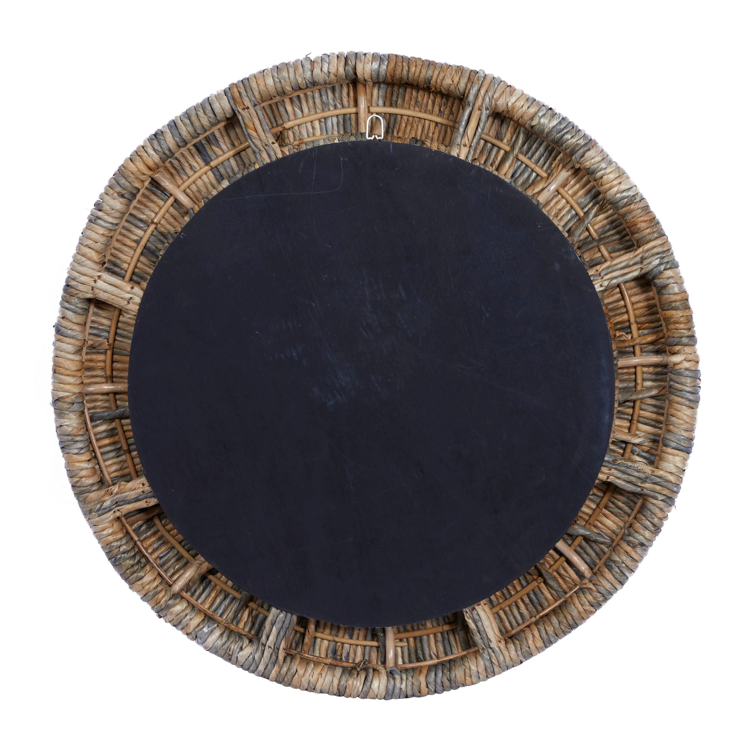 Round Wall Mirror with Banana Leaf Coiled Frame