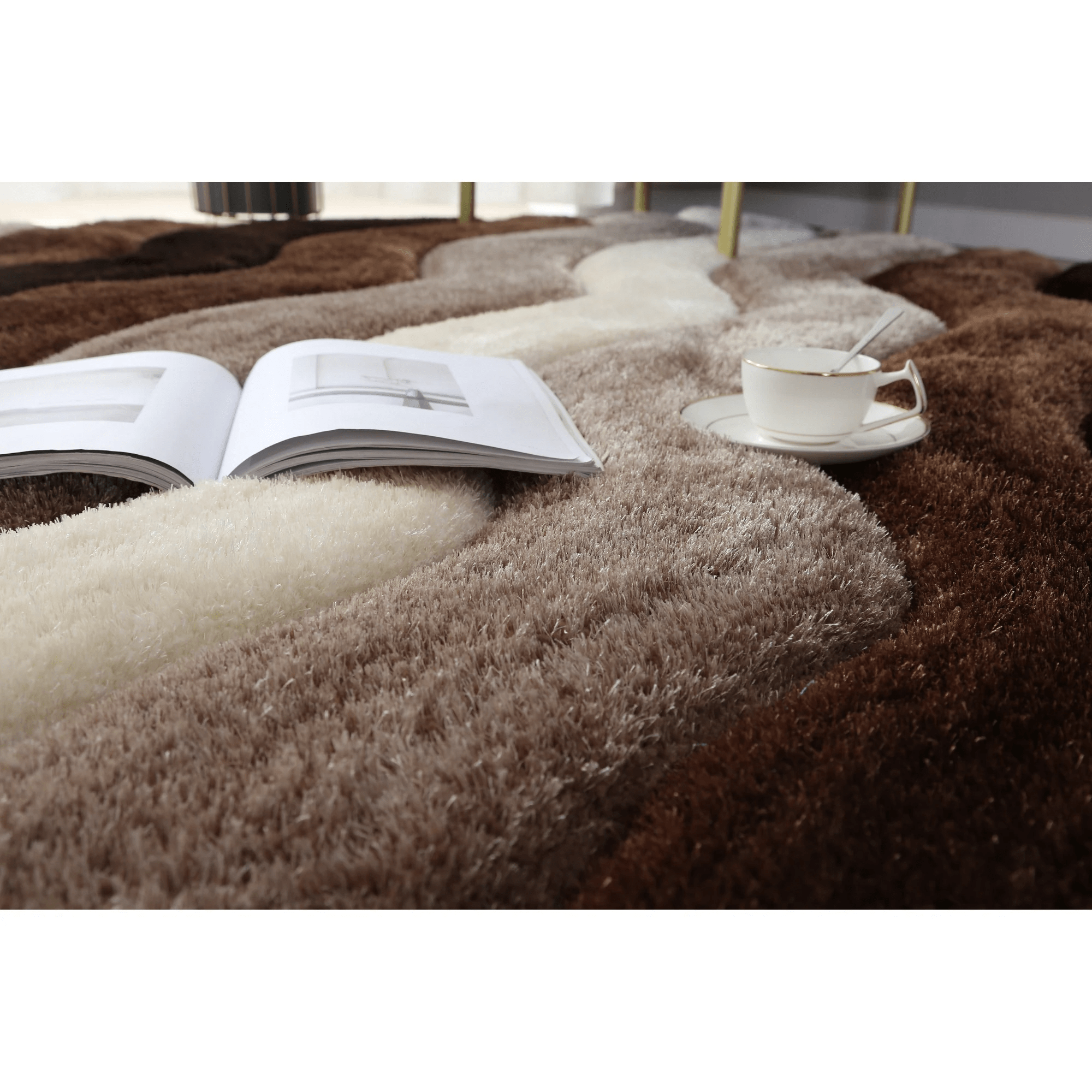 Shag Area Rug with Contemporary Stripe Pattern