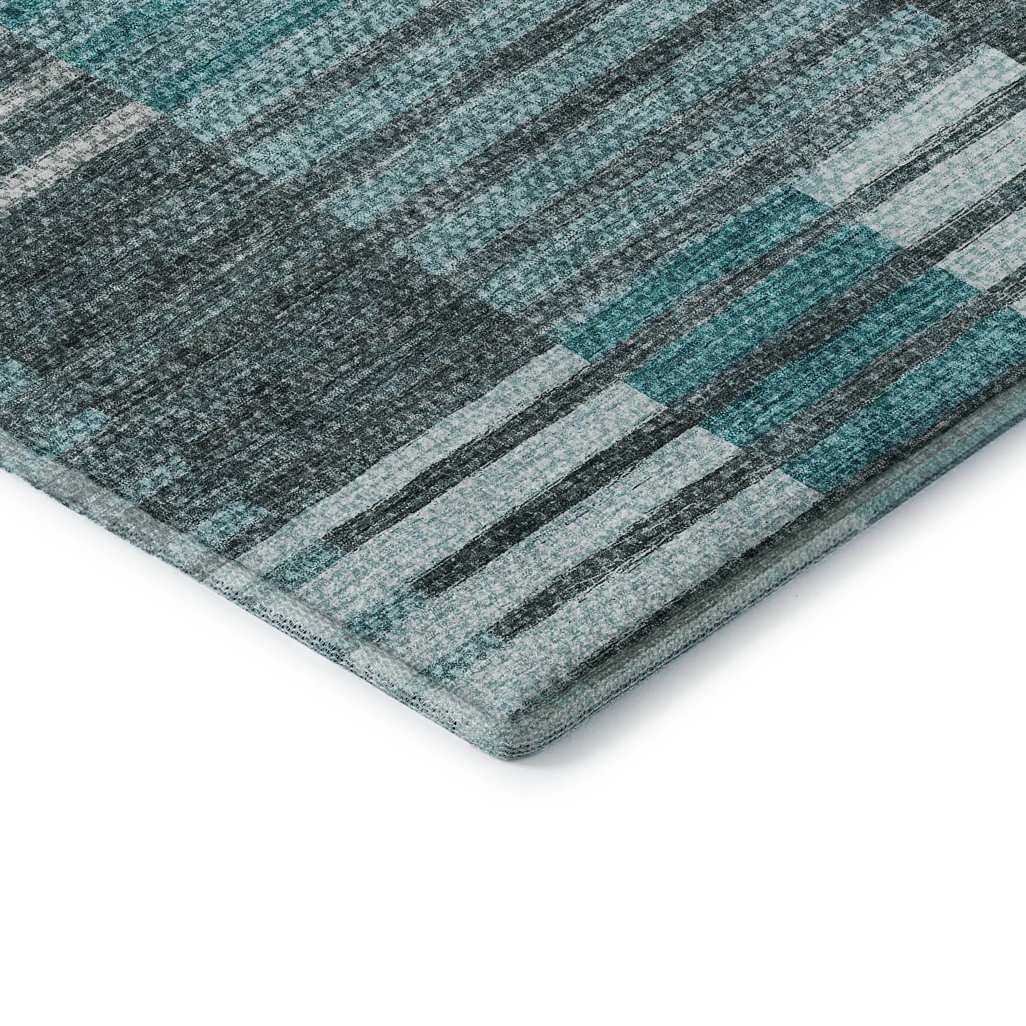 Washable Microfiber Area Rug with Geometric Stripe Pattern