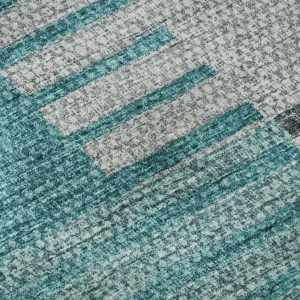 Washable Microfiber Area Rug with Geometric Stripe Pattern