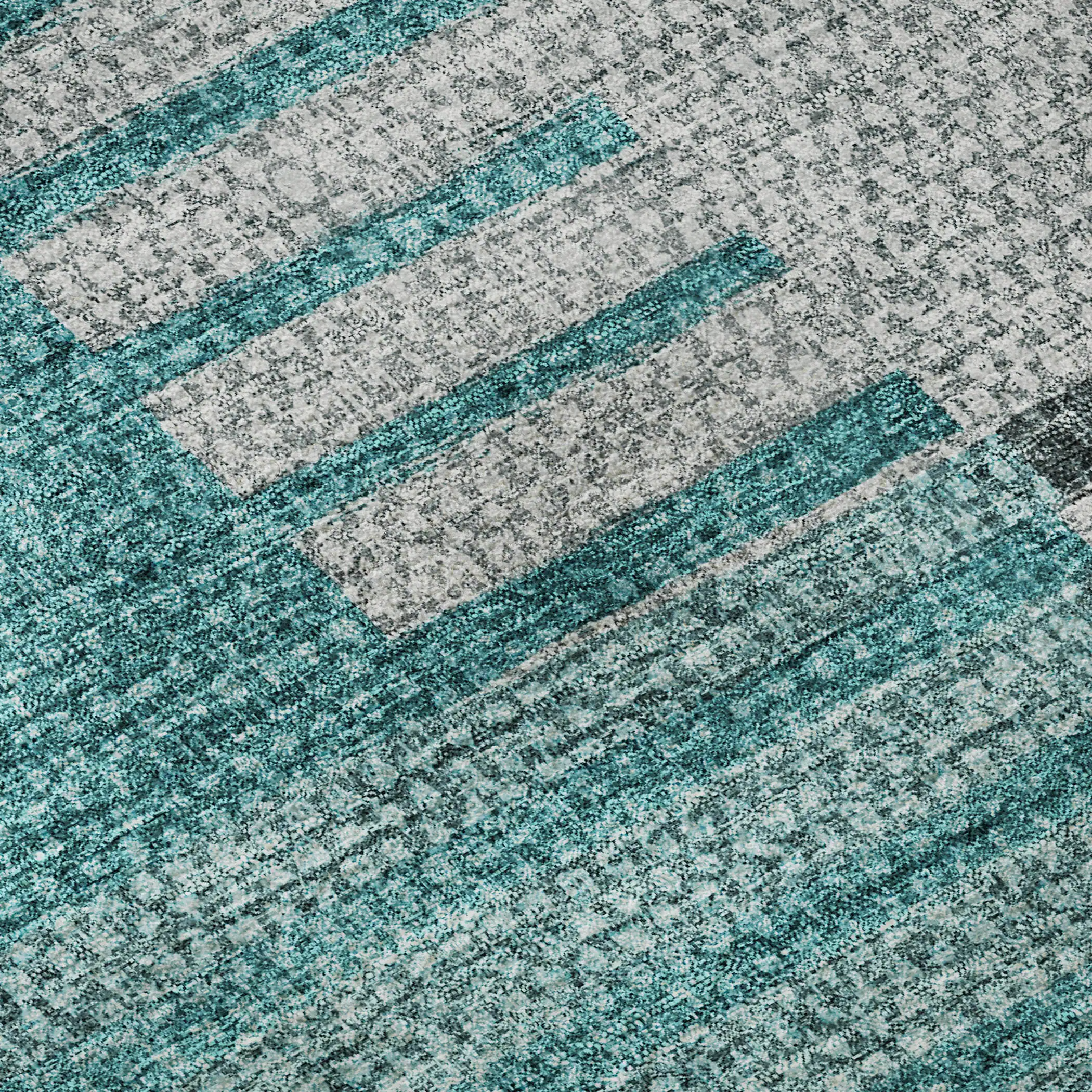 Washable Microfiber Area Rug with Geometric Stripe Pattern