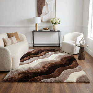 Shag Area Rug with Contemporary Stripe Pattern