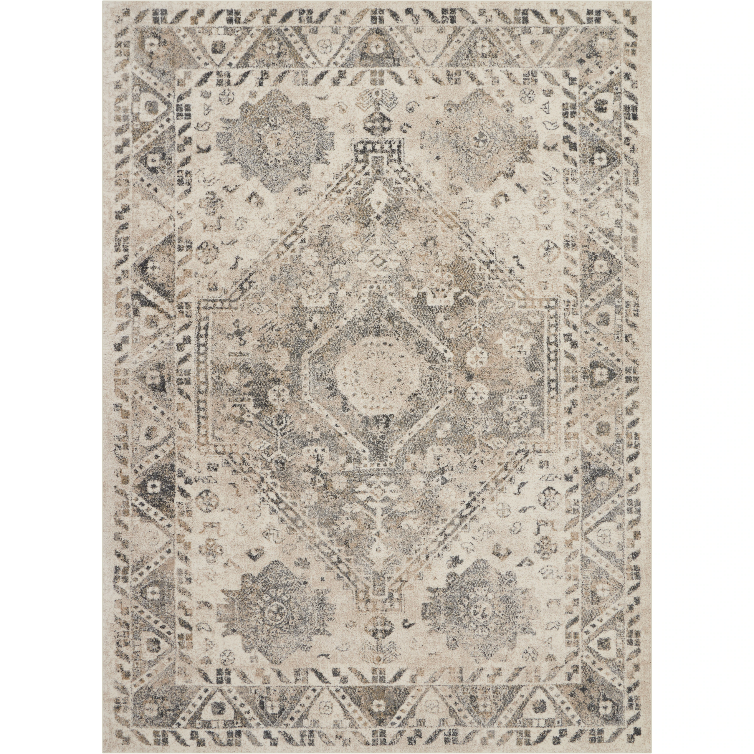 Vintage Distressed Area Rug with Plush Pile