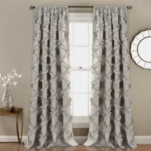 Ruffle Diamond Window Curtain Panels with Rod Pocket