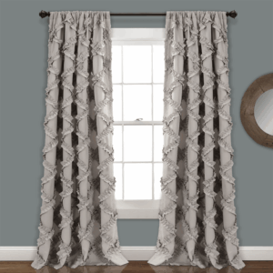 Ruffle Diamond Window Curtain Panels with Rod Pocket