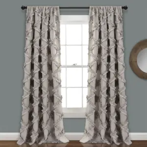Ruffle Diamond Window Curtain Panels with Rod Pocket